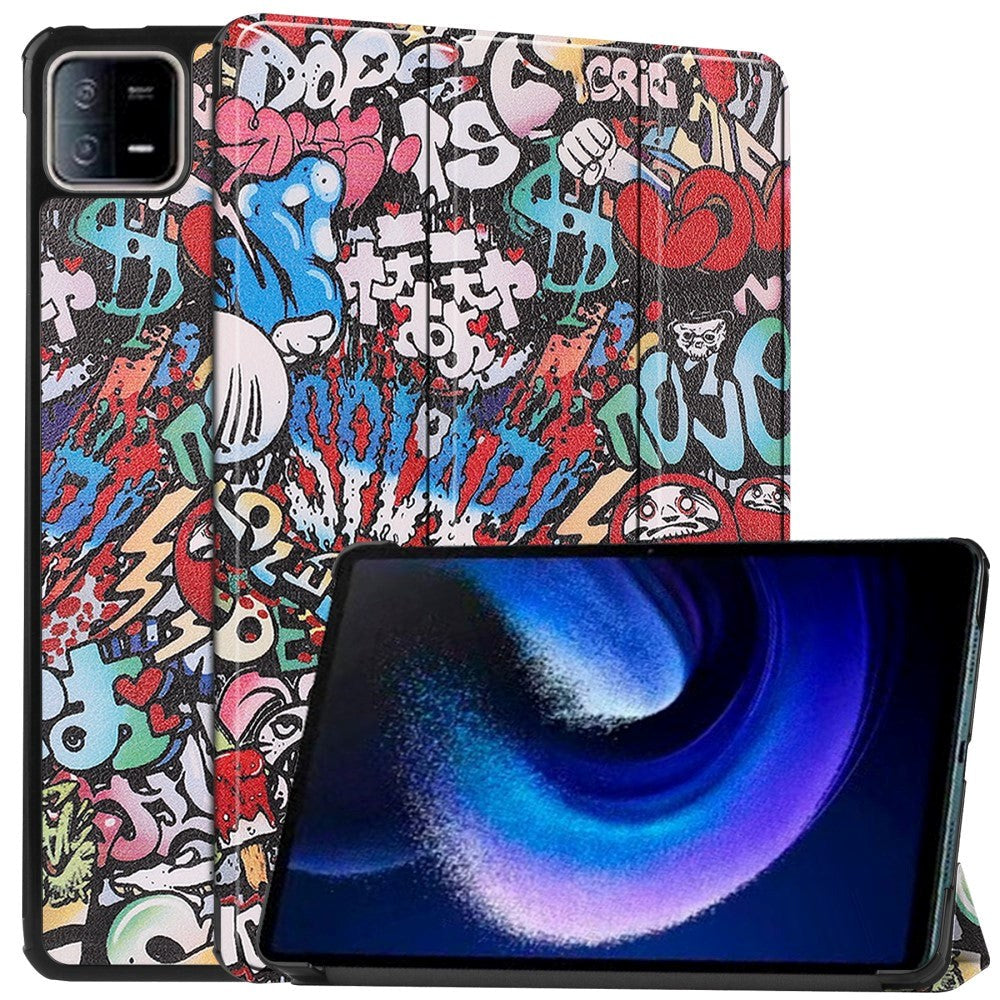 Xiaomi Pad 6 Kunstskinn Deksel med Stativ - Graffiti