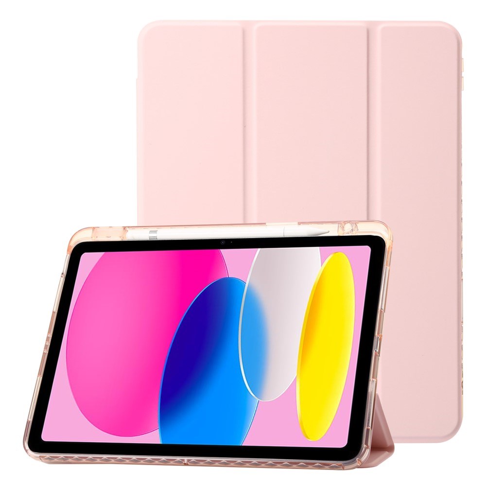 EIDERWOOD iPad 10.9" (2022) Tri-Fold Kunst Skinn Deksel med Apple Pencil Holder - Rosa