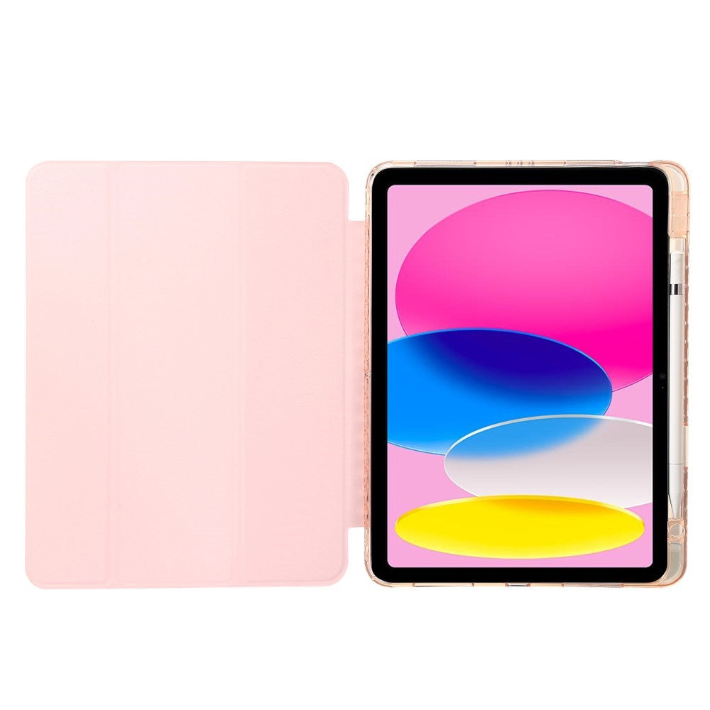 EIDERWOOD iPad 10.9" (2022) Tri-Fold Kunst Skinn Deksel med Apple Pencil Holder - Rosa