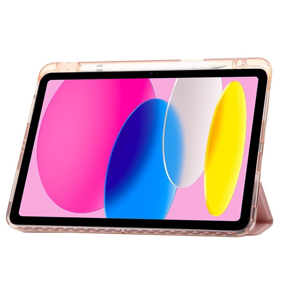 EIDERWOOD iPad 10.9" (2022) Tri-Fold Kunst Skinn Deksel med Apple Pencil Holder - Rosa