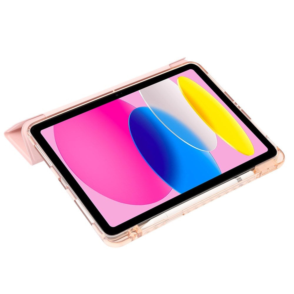 EIDERWOOD iPad 10.9" (2022) Tri-Fold Kunst Skinn Deksel med Apple Pencil Holder - Rosa