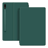 EIDERWOOD Samsung Galaxy Tab S8 / S7 Kunstskinn Flip Deksel m. Penne Holder - Grønn