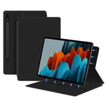 EIDERWOOD Samsung Galaxy Tab S8 / S7 Kunstskinn Flip Deksel m. Penne Holder - Svart