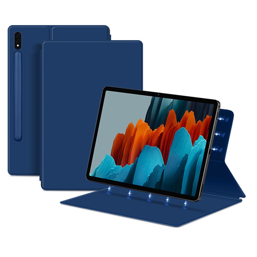 EIDERWOOD Samsung Galaxy Tab S8 / S7 Kunstskinn Flip Deksel m. Penne Holder - Blå