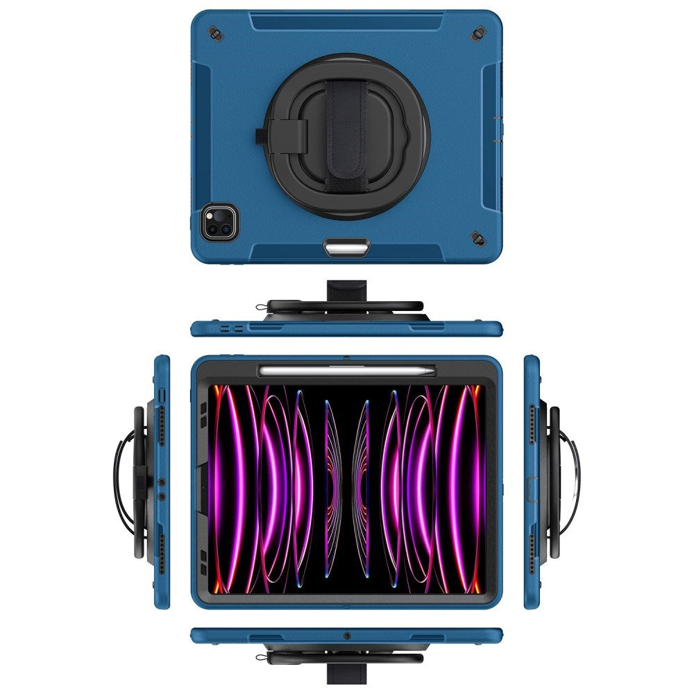 EIDERWOOD iPad Air 13" (2024) / Pro 12.9" (2022 / 2021 / 2020 / 2018) Håndverksdeksel med Beskyttelsesfilm og Skulderreim - Blå