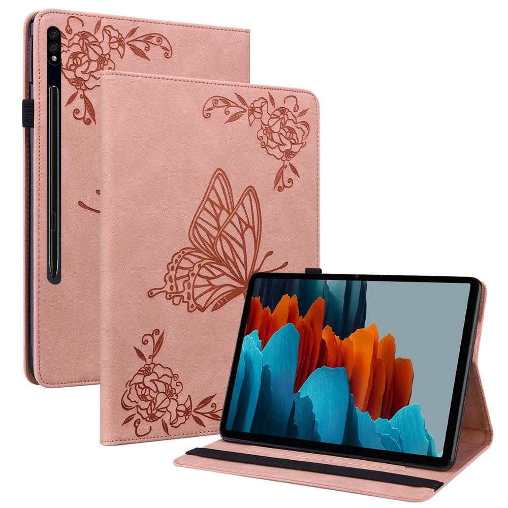 Samsung Galaxy Tab S9 Skinndeksel med mønster & Kortholder - Rosa