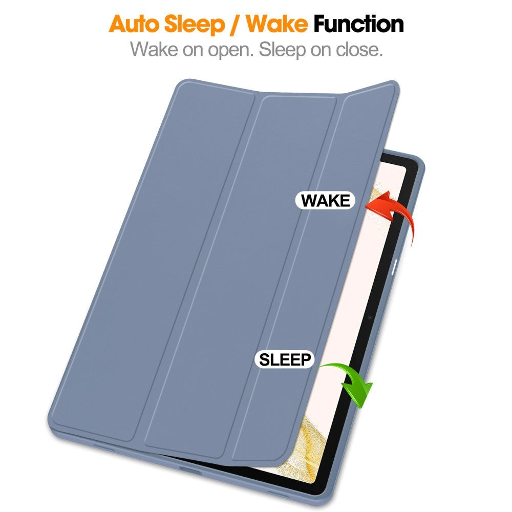 Samsung Galaxy Tab S9+ (Plus) Magnetisk Tri-Fold Skinn Deksel m. Stativfunksjon - Blå