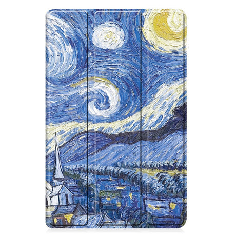 Samsung Galaxy Tab A9 Tri-Fold Deksel i Kunstskinn med Sleep-Funksjon - Maleri