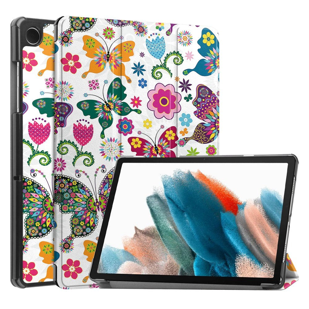 Samsung Galaxy Tab A9 Tri-Fold Deksel i Kunstskinn med Sleep-Funksjon - Sommerfugler