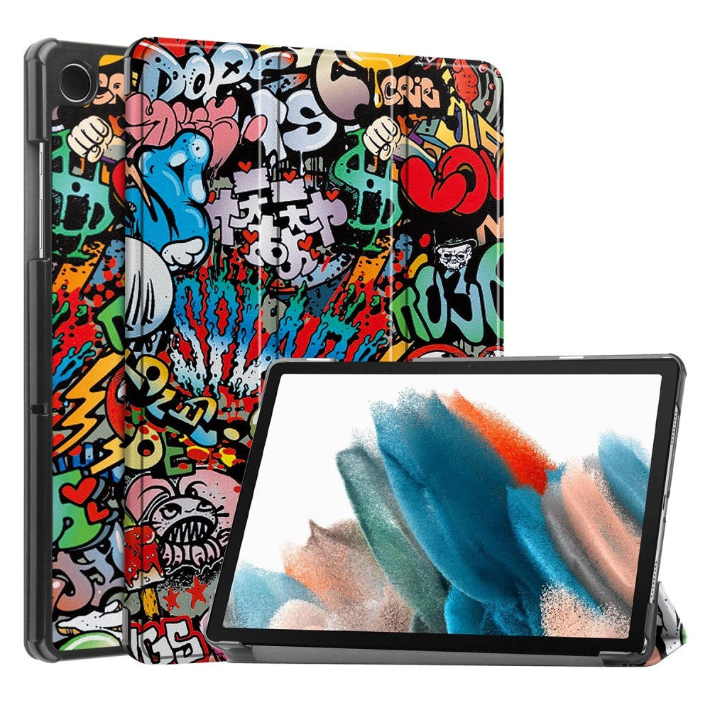 Samsung Galaxy Tab A9 Tri-Fold Deksel i Kunstskinn med Sleep-Funksjon - Graffiti