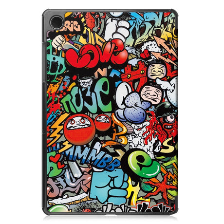 Samsung Galaxy Tab A9 Tri-Fold Deksel i Kunstskinn med Sleep-Funksjon - Graffiti