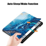 Samsung Galaxy Tab A9+ (Plus) Tri-Fold Deksel i Kunstskinn med Sleep-Funksjon - Vann