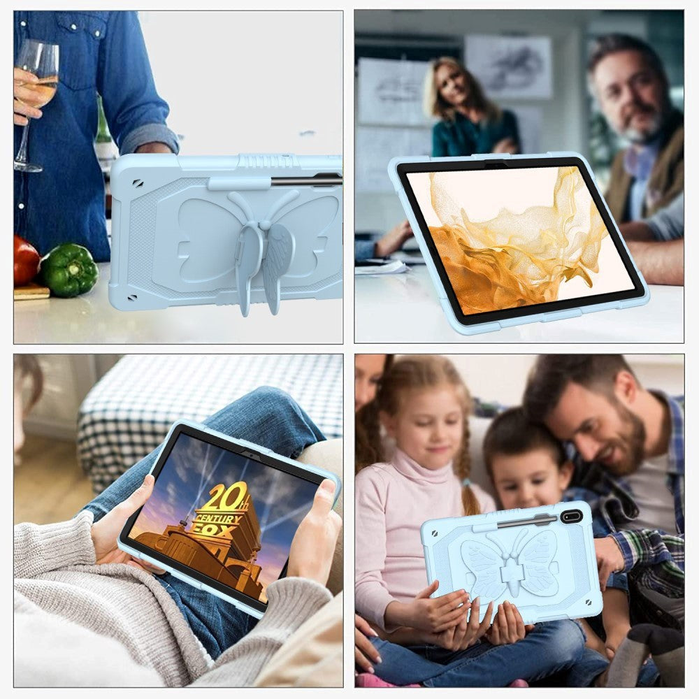 Samsung Galaxy Tab S9+ (Plus) Butterfly Kickstand Barnedeksel - Blå