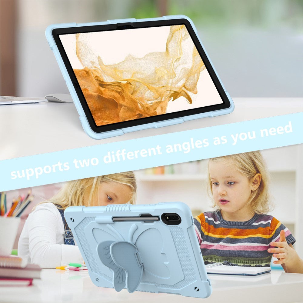 Samsung Galaxy Tab S9+ (Plus) Butterfly Kickstand Barnedeksel - Blå