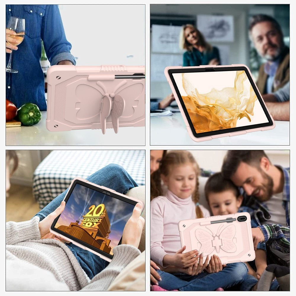 Samsung Galaxy Tab S9+ (Plus) Butterfly Kickstand Barnedeksel - Rosa