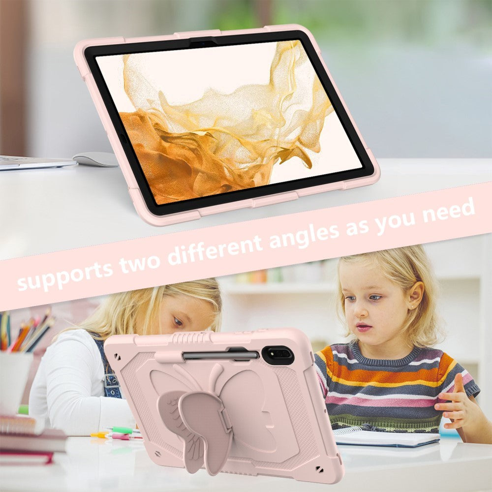 Samsung Galaxy Tab S9+ (Plus) Butterfly Kickstand Barnedeksel - Rosa