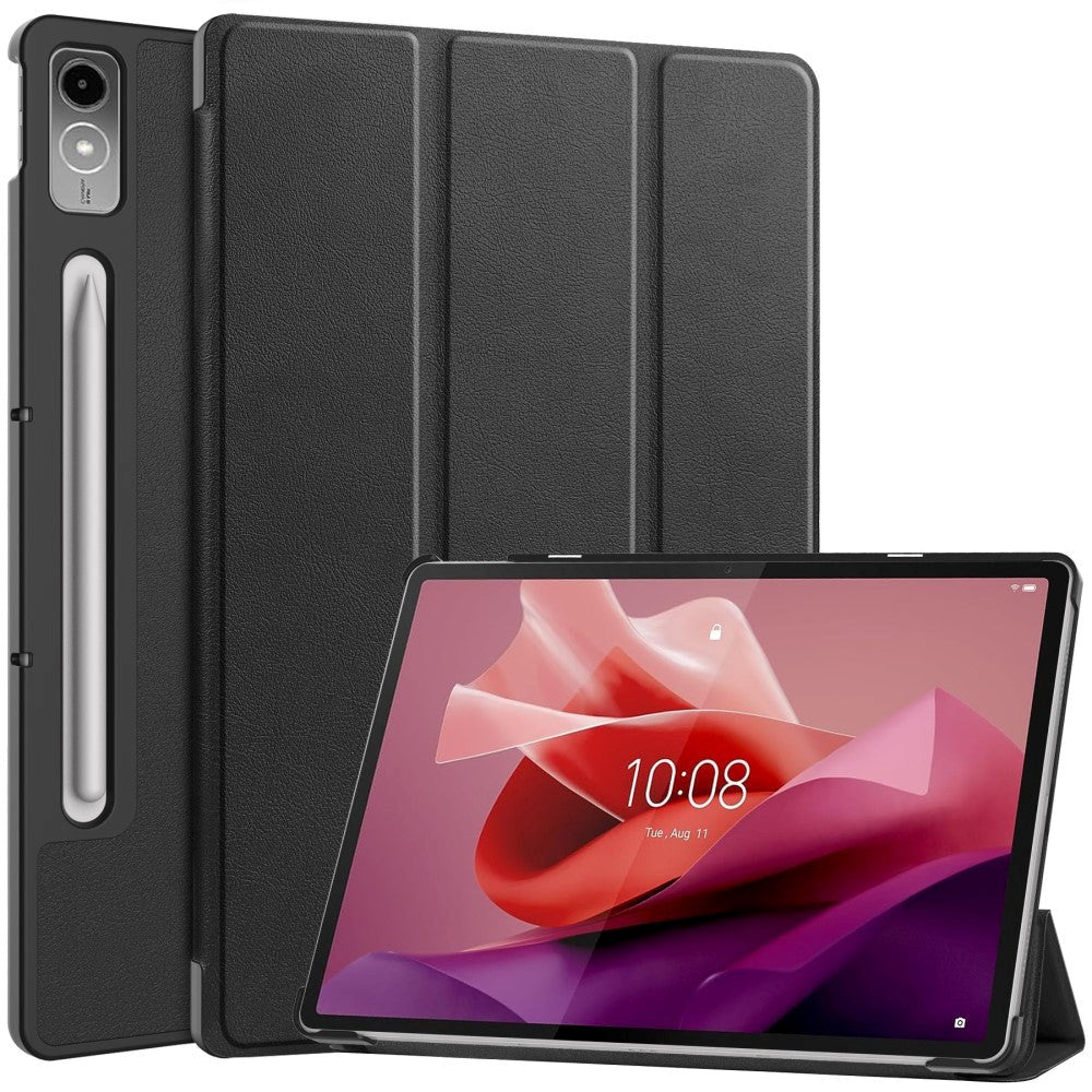 Lenovo Tab P12 Magnetisk Tri-Fold Skinn Deksel m. Stativfunksjon - Svart