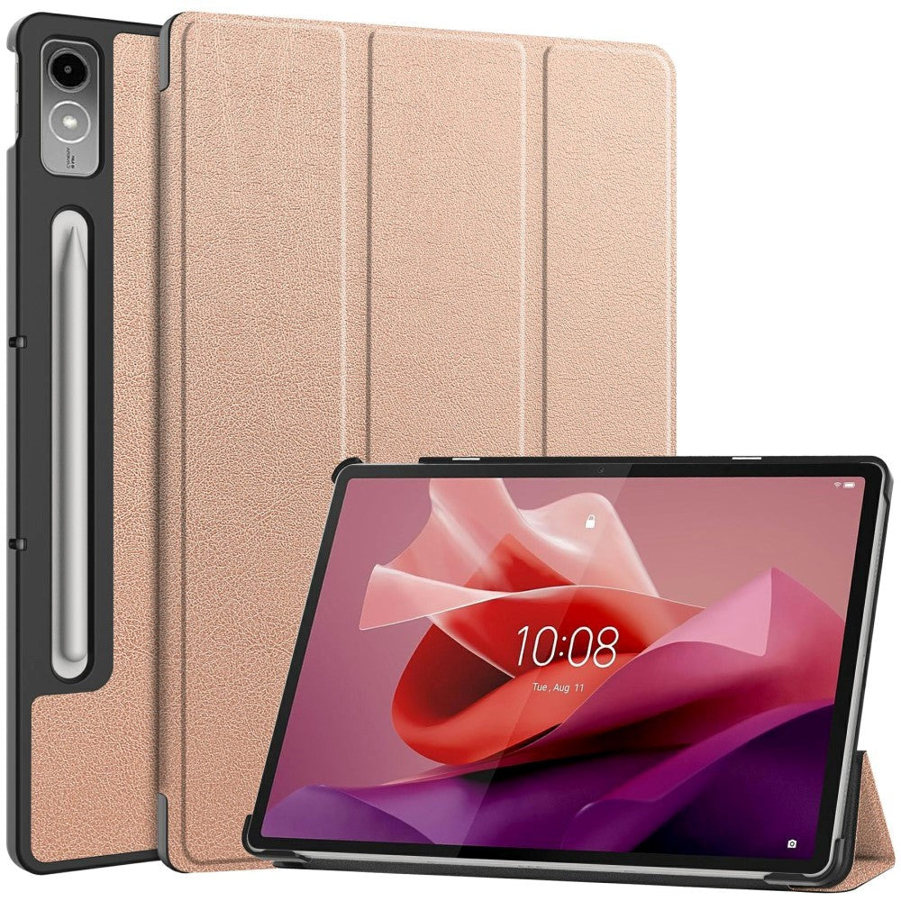 Lenovo Tab P12 Magnetisk Tri-Fold Skinn Deksel m. Stativfunksjon - Rose Gull