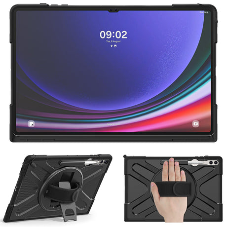 EIDERWOOD Samsung Galaxy Tab S10 Ultra X920 / S8 Ultra X900 X906 / Tab S9 Ultra X910 Støtsikkert deksel med Håndholder & Kickstand - Svart