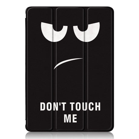 Samsung Tab S9+ (Plus) Tri-Fold Deksel i Kunstskinn med Penneholder - Gjennomsiktig / "Don't Touch Me"