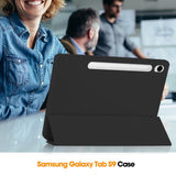 Samsung Galaxy Tab S9 FE Magnetisk Tri-Fold Skinn Deksel m. Stativfunksjon - Svart