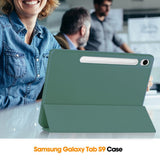 Samsung Galaxy Tab S9 FE Magnetisk Tri-Fold Skinn Deksel m. Stativfunksjon - Grønn