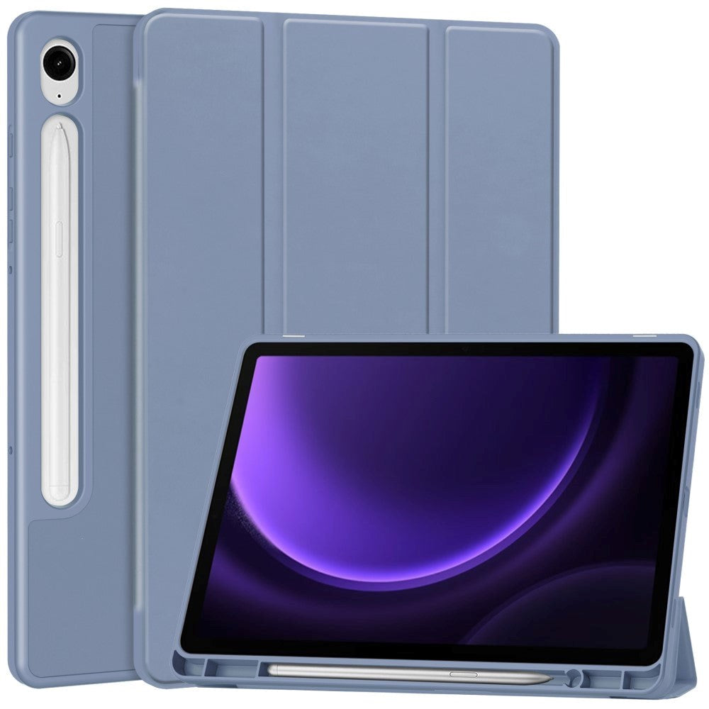 Samsung Galaxy Tab S9 FE Magnetisk Tri-Fold Skinn Deksel m. Stativfunksjon - Lilla