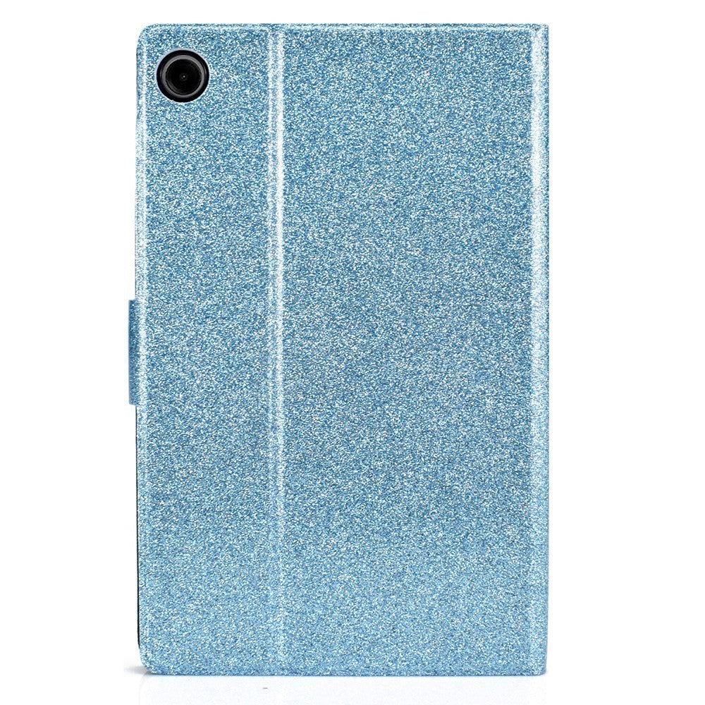 Samsung Galaxy Tab A9 Glitter Deksel m. Stativfunksjoner & Kortholder - Glitter Blue