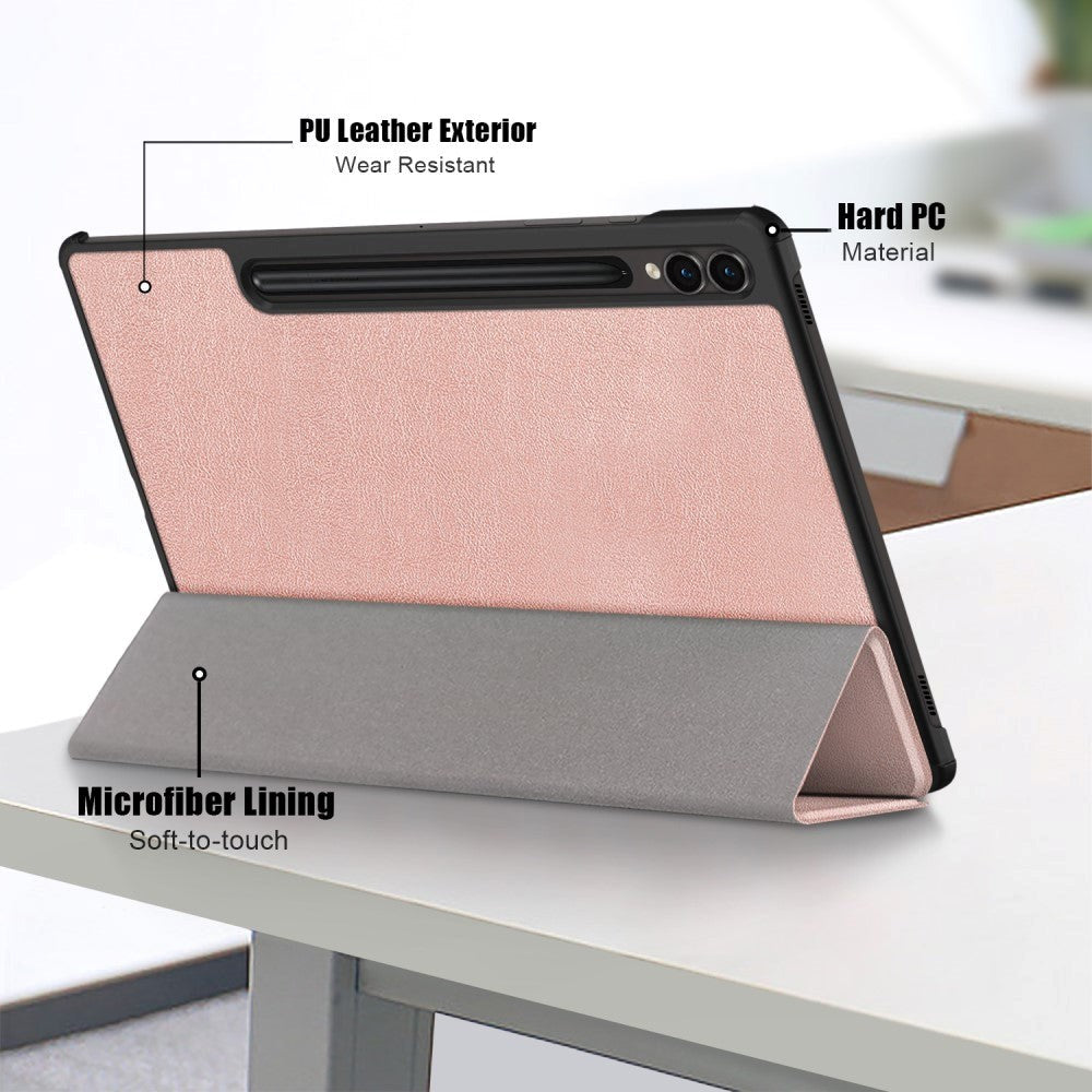 Samsung Galaxy Tab S9 FE+ (Plus) Tri-Fold Skinn Deksel m. Stativfunksjon - Rose Gold