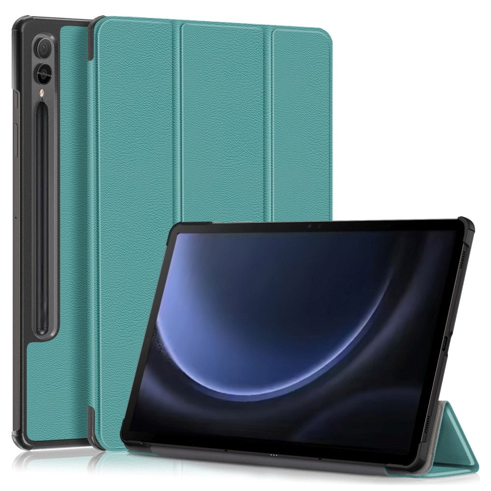 Samsung Galaxy Tab S9 FE+ (Plus) Tri-Fold Skinn Deksel m. Stativfunksjon - Grønn