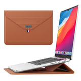 Bærbar/MacBook-Sleeve 13-14" (32 x 24 cm) m. Tri-fold Stativfunksjon - Brun