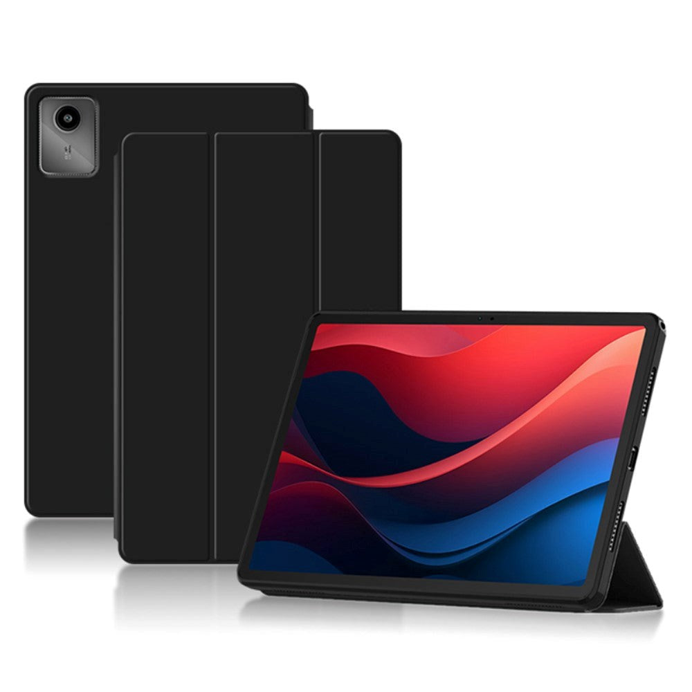 Lenovo Tab M11 Tri-Fold Flip Deksel i Kunstskinn - Svart