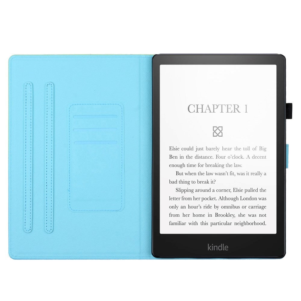 Amazon Kindle Paperwhite 5 11th Generation (2021) Kunstskinn Deksel m. Stativfunksjoner & Kortholder - Rosa / Blå Marmor