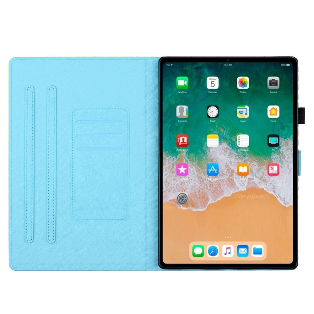 iPad Air (2022 / 2020) / Pro 11 (2022 / 2021 / 2020 / 2018) Kunstskinn Deksel m. Stativfunksjoner & Kortholder - Lilla / Blå Marmor