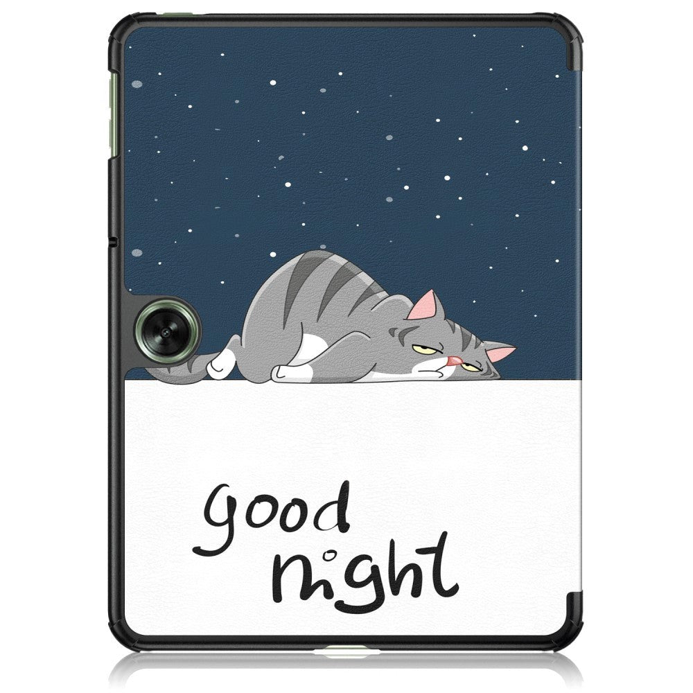 OnePlus Pad Go Kunstskinn Flip Deksel m. Tri-fold Stativ & Vekkefunksjon - "Good Night"