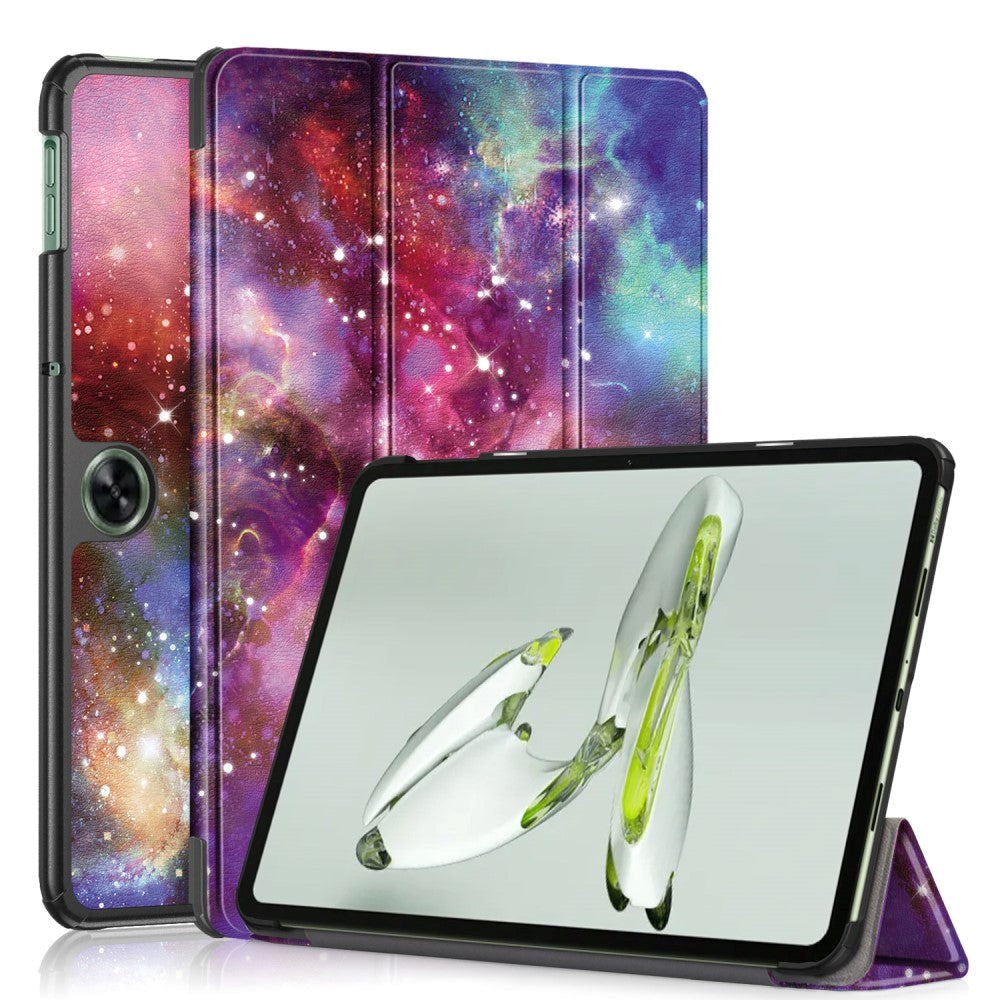 OnePlus Pad Go Kunstskinn Flip Deksel m. Tri-fold Stativ & Vekkefunksjon - Galaxy