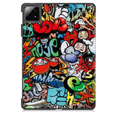 EIDERWOOD Xiaomi Pad 6S Pro Tri-Fold Deksel i Kunstskinn med Sleep-Funksjon - Graffiti