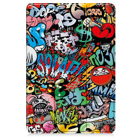 EIDERWOOD Xiaomi Pad 6S Pro Tri-Fold Deksel i Kunstskinn med Sleep-Funksjon - Graffiti