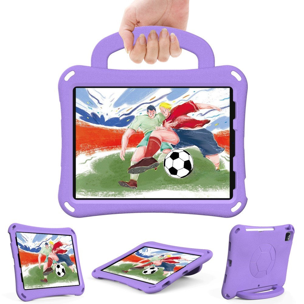 EIDERWOOD iPad Air 10.9" (2022 / 2020) / Pro 11" (2024-2018) Barnedeksel - Fotball - Stativ og Håndtak - Lilla