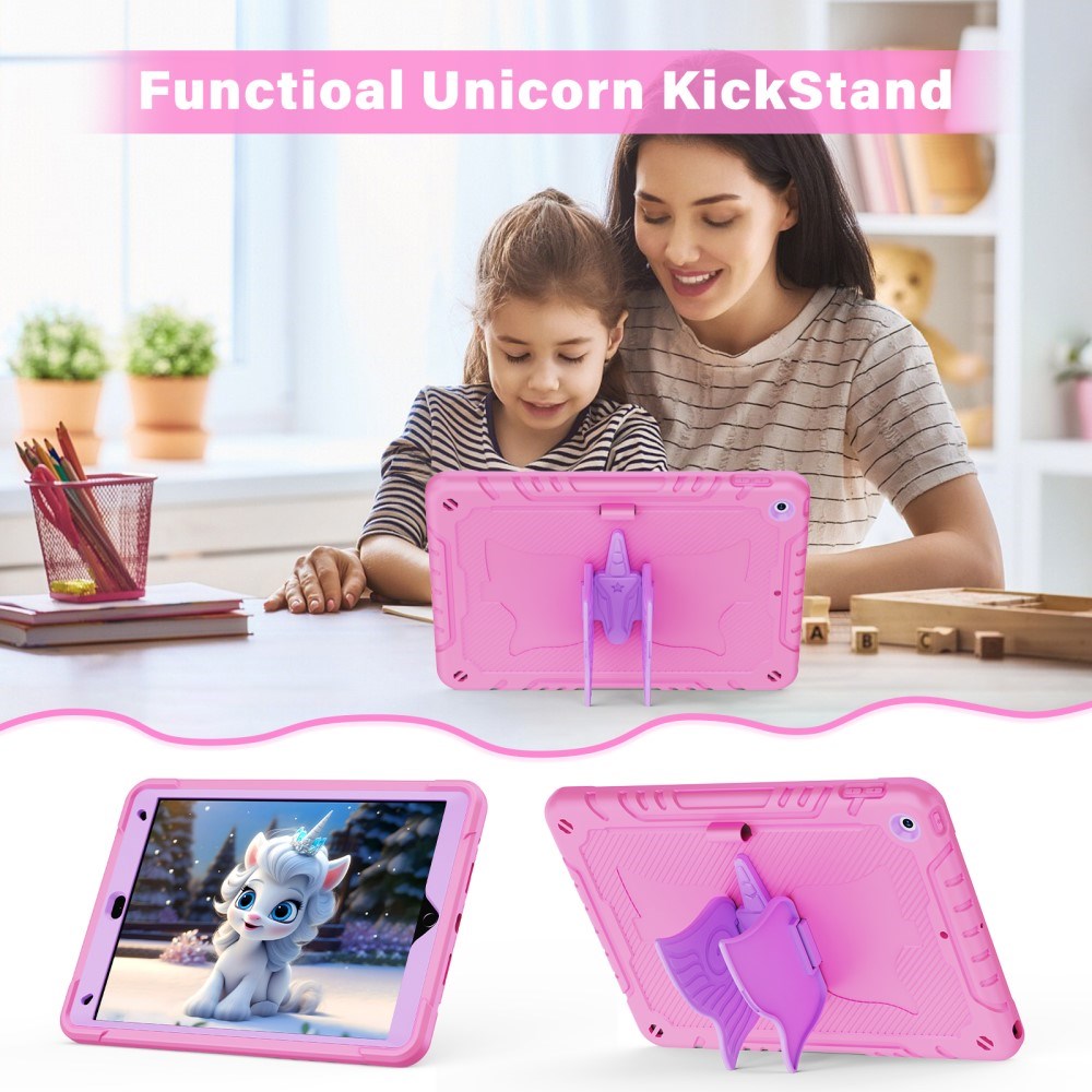 EIDERWOOD iPad 10,2" (2021 / 2020 / 2019) Unicorn Kickstand Barnedeksel - Rosa / Lilla