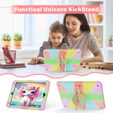 EIDERWOOD iPad 10,2" (2021 / 2020 / 2019) Unicorn Kickstand Barnedeksel - Regnbue / Beige