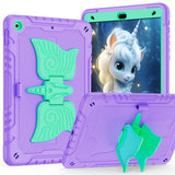 EIDERWOOD iPad 10,2" (2021 / 2020 / 2019) Unicorn Kickstand Barnedeksel - Lilla / Grønn