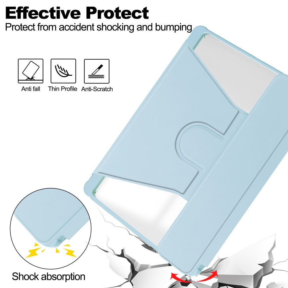 EIDERWOOD iPad Pro 11" (2024) Hybrid Flip Deksel m. Roterende Stativfunksjon - Gjennomsiktig / Lys Blå