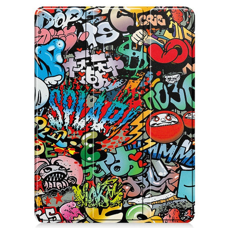 EIDERWOOD iPad Pro 11" (2024) Tri-Fold Kunstskinn Flip Deksel m. Våkne / Sove Funksjon - Graffiti