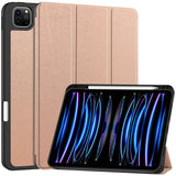 EIDERWOOD iPad Pro 11" (2024) Tri-Fold Kunst Skinn Deksel med Apple Pencil Holder - Rose Gold