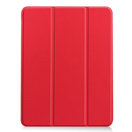 EIDERWOOD iPad Air 11" (2024) Litchi Tri-Fold Skinn Deksel med Apple Pencil Holder - Rød