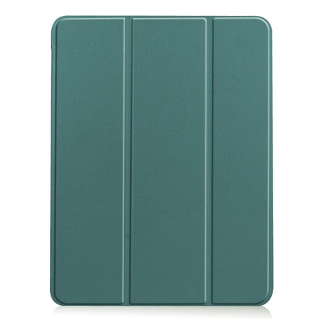 EIDERWOOD iPad Air 11" (2024) Litchi Tri-Fold Skinn Deksel med Apple Pencil Holder - Grønn