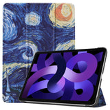 EIDERWOOD iPad Air 11" (2024) Tri-Fold Kunstskinn Flip Deksel m. Våkne / Sove Funksjon - Maleri