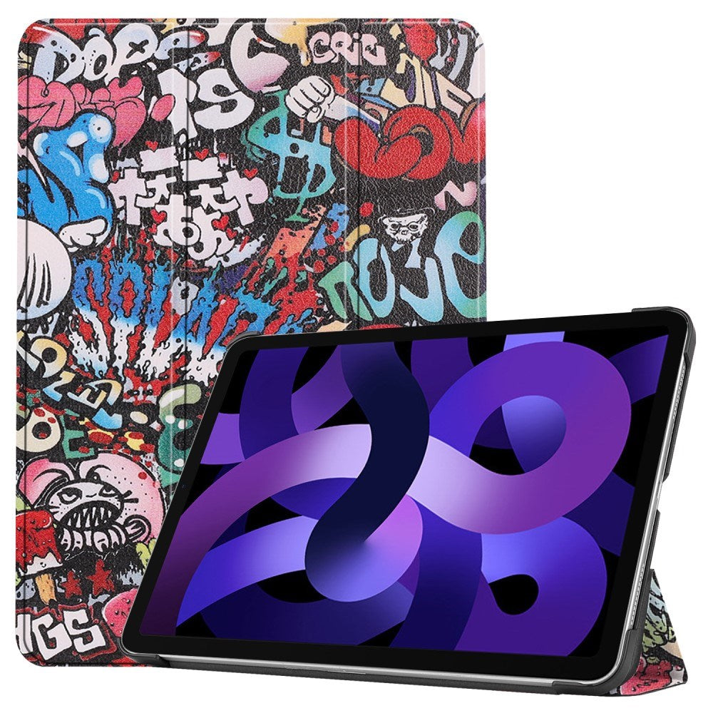 EIDERWOOD iPad Air 11" (2024) Tri-Fold Kunstskinn Flip Deksel m. Våkne / Sove Funksjon - Graffiti