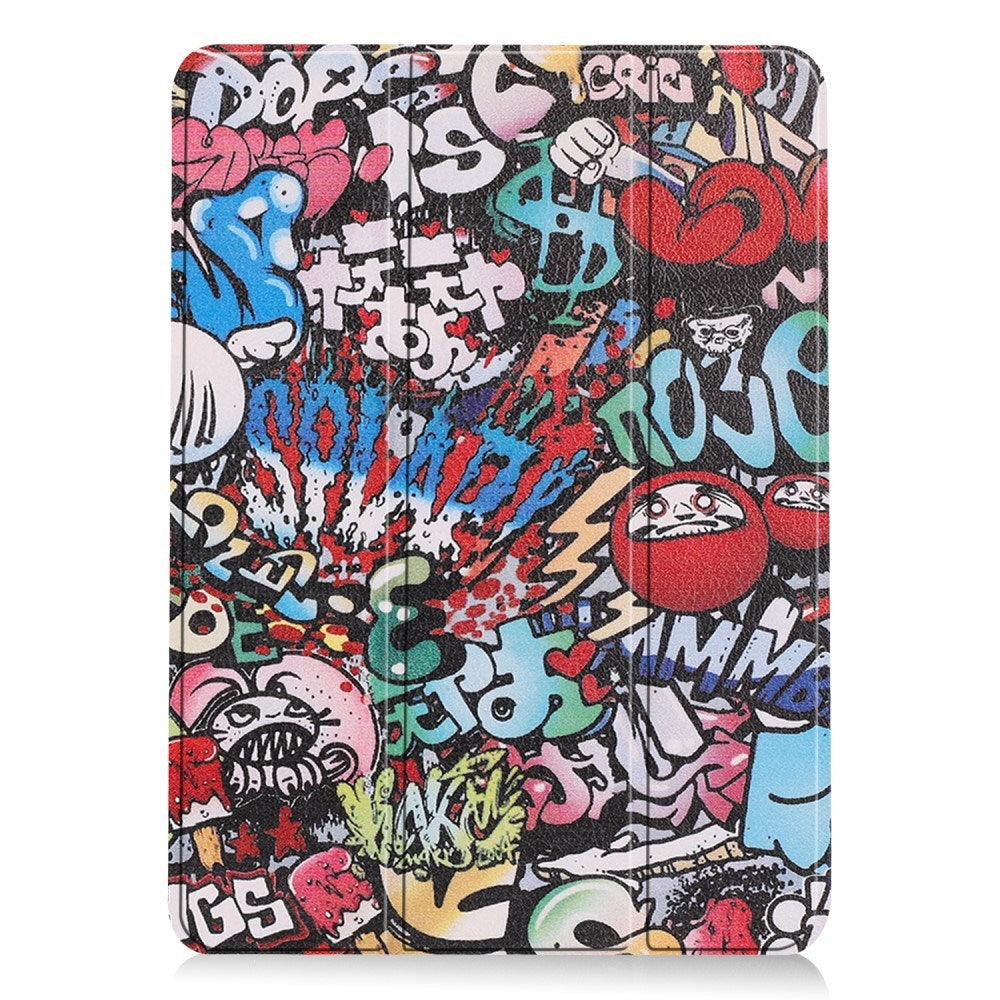 EIDERWOOD iPad Air 11" (2024) Tri-Fold Kunstskinn Flip Deksel m. Våkne / Sove Funksjon - Graffiti